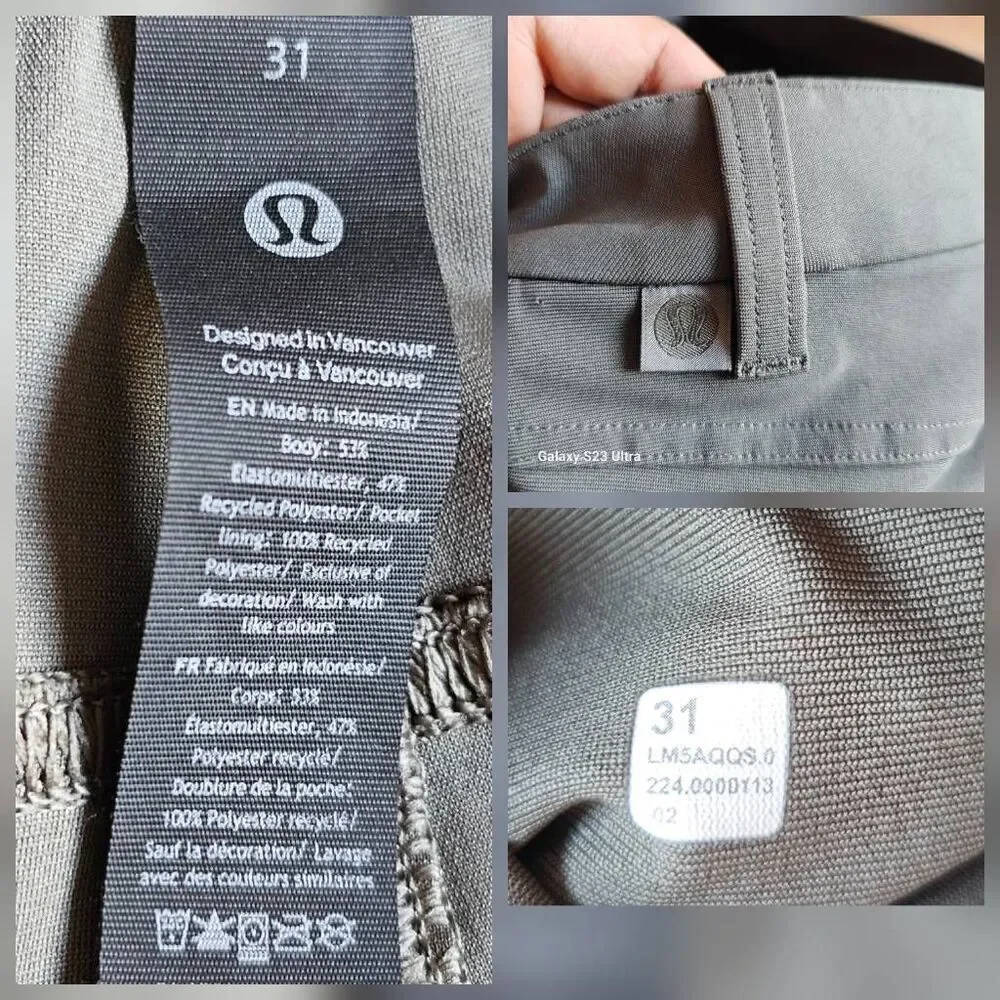 Lululemon mens Sz 31 graygeen ABC slim fit 5 pockets pants - Picture 8 of 8